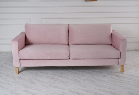 karlstad 3 seat sofa velvet pink