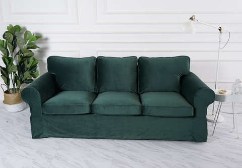 ektorp 3 seat sofa cover velvet dark green