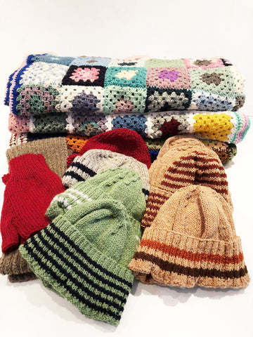 Hats and Scarves knitted by The Knitter's Yarn charity knitting group