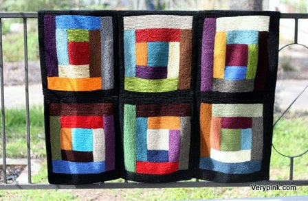 log cabin scrap knitted blanket