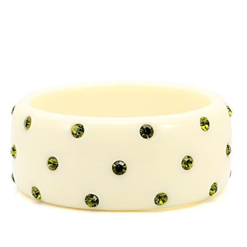 LO1904 N/A Resin Bangle with Top Grade Crystal in Olivine color