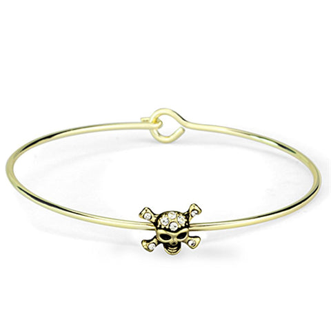 LO3443 Flash Gold Brass Bangle with Top Grade Crystal in Clear
