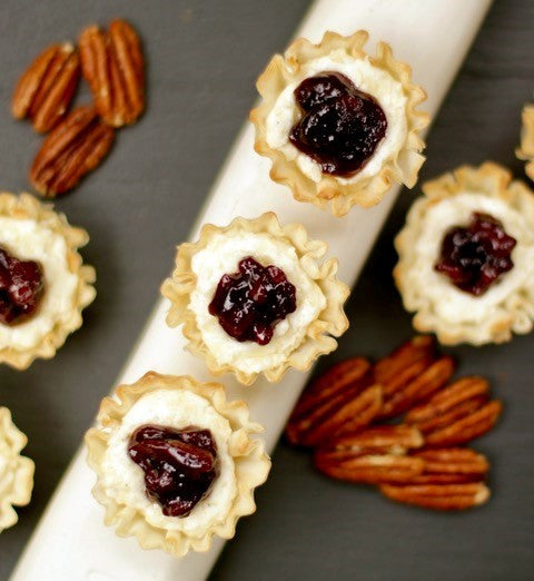 Crispy Melted Cheese Cups with Elderberry Ginger Pecan Jam