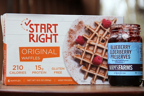 Start Right Waffles and Norm's Farms Blueberry Elderberry Preserves