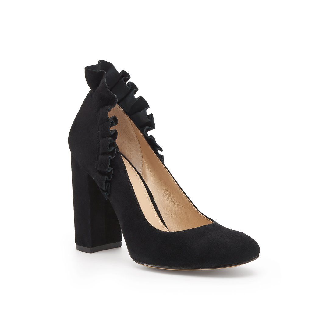black ruffle heels