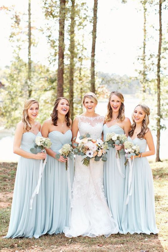 pale blue chiffon bridesmaid dresses