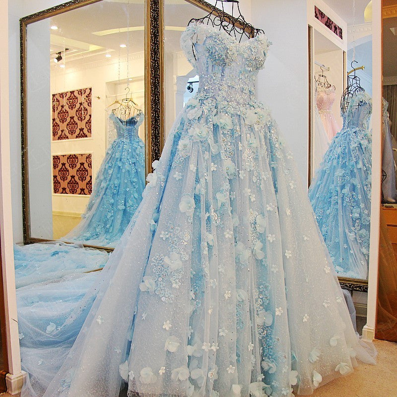 blue rose wedding dress