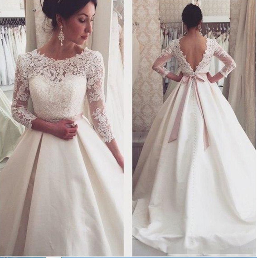 wedding dresses with sleeves cheap