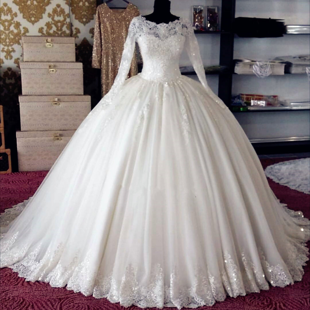 Wedding Dress Ball Gown With Lace Sleeves Wedding 1351