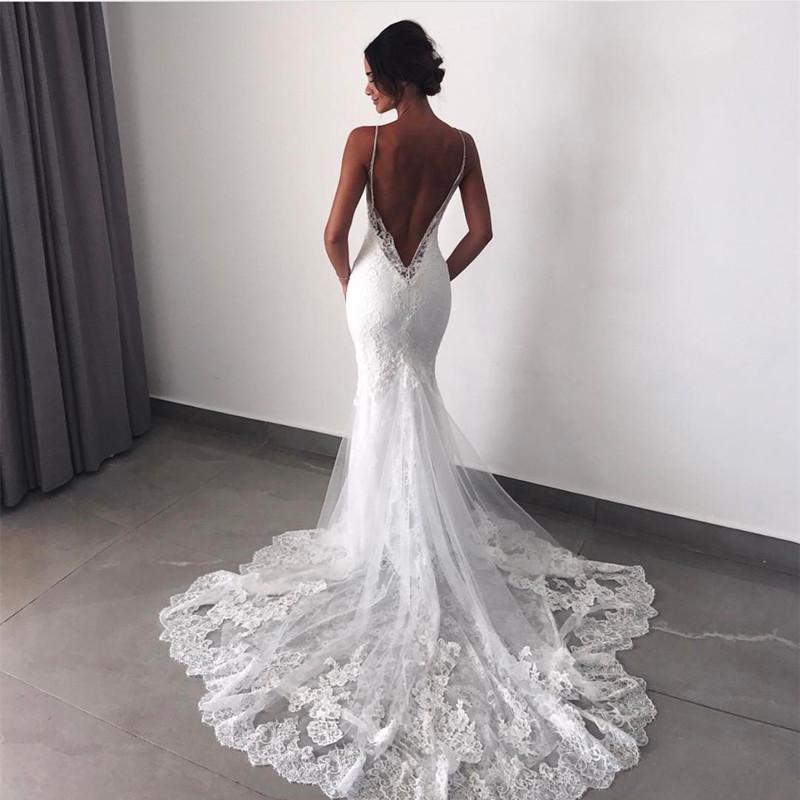 sexy backless wedding dress
