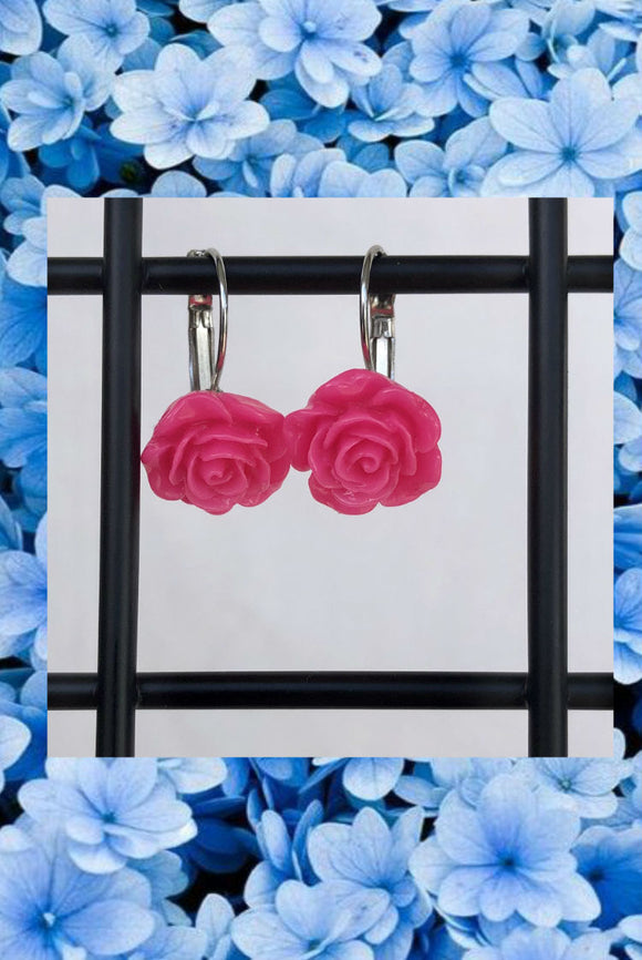 ☯Pink Rose Earrings☯