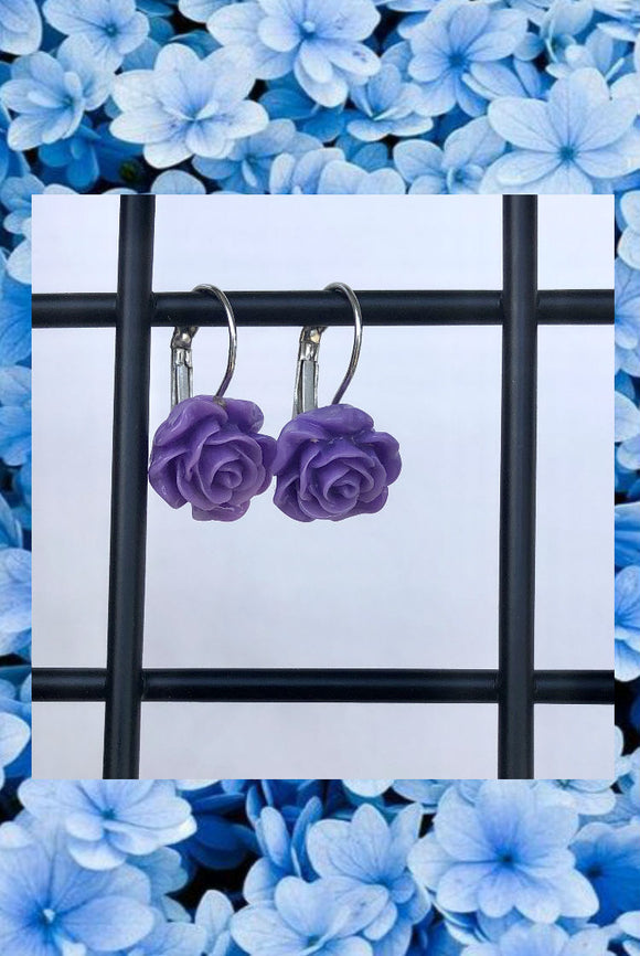 ☯Purple Rose Earrings☯