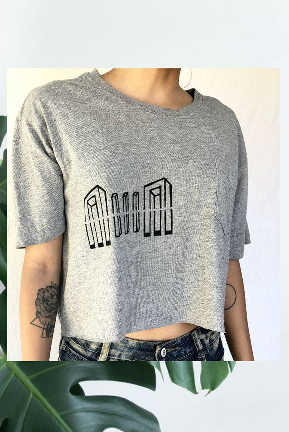 ☯Grey Printed Crop Top☯