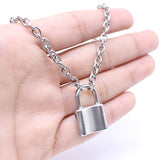 Grunge Silver Padlock Pendant Necklace