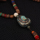 Wood Ethnic Buddha Pendant Necklace