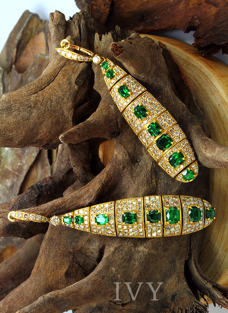 Tsavorite and diamond earrings