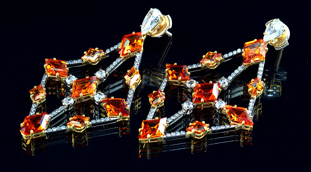 Mandarin garnet and diamond earrings, IVY
