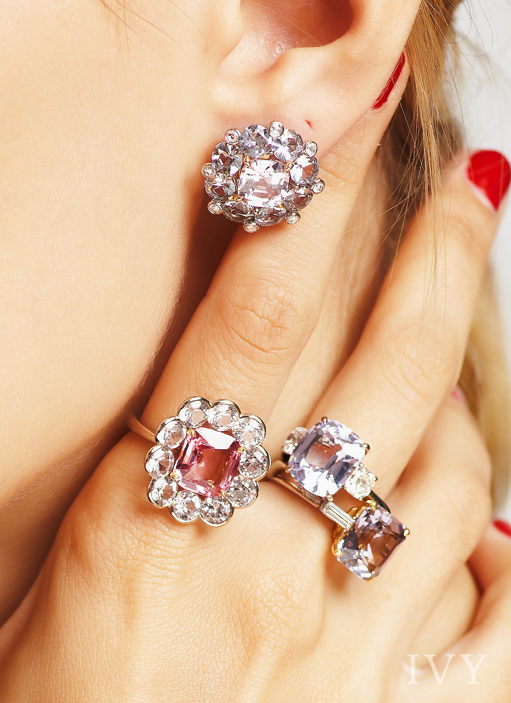 Spinel and Diamond Earrings