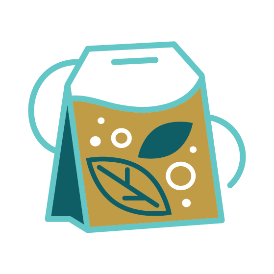 Real tea leaves and sweetener in the bag Icon