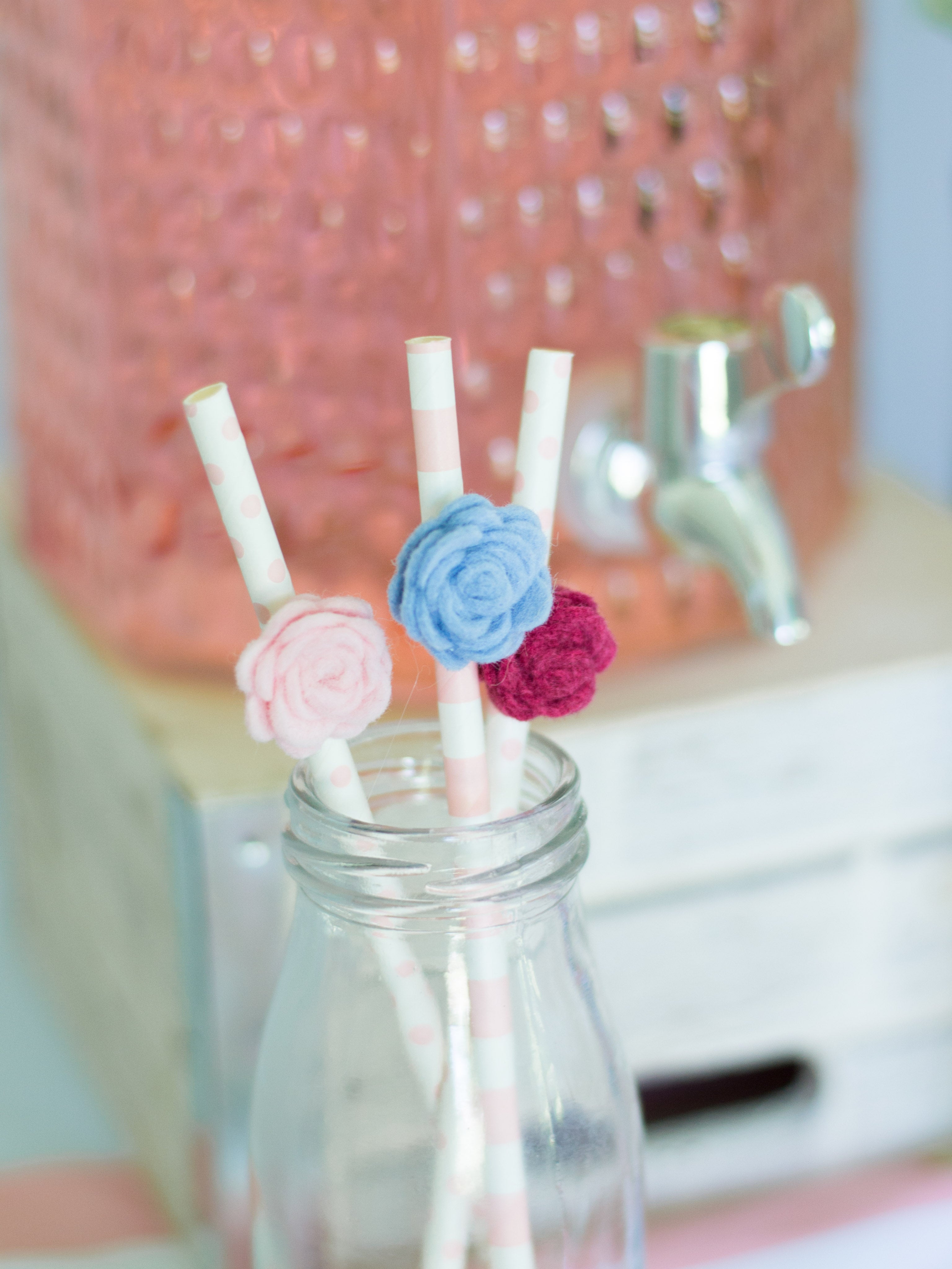 felt flower straws