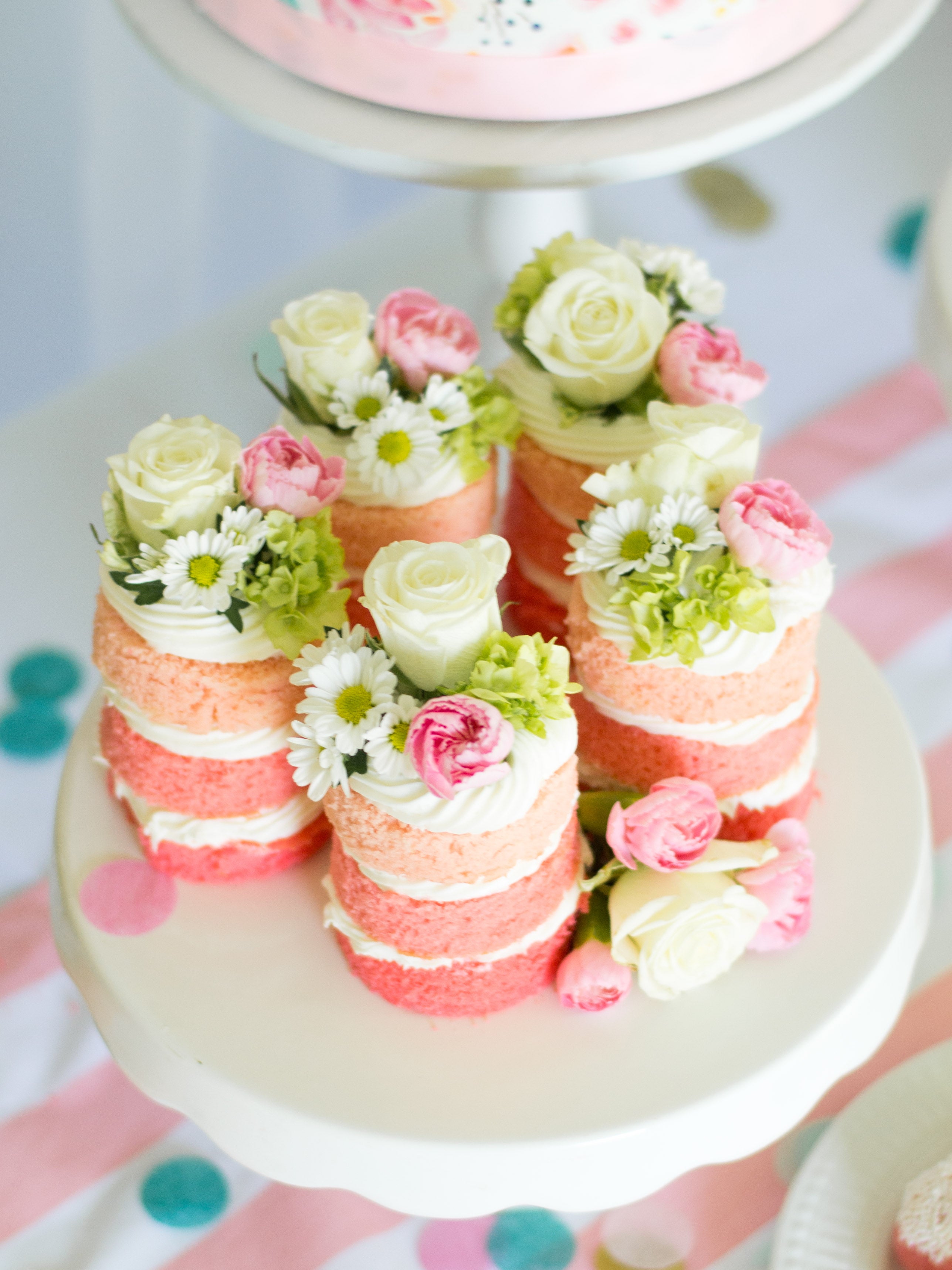 pink ombre mini naked cakes