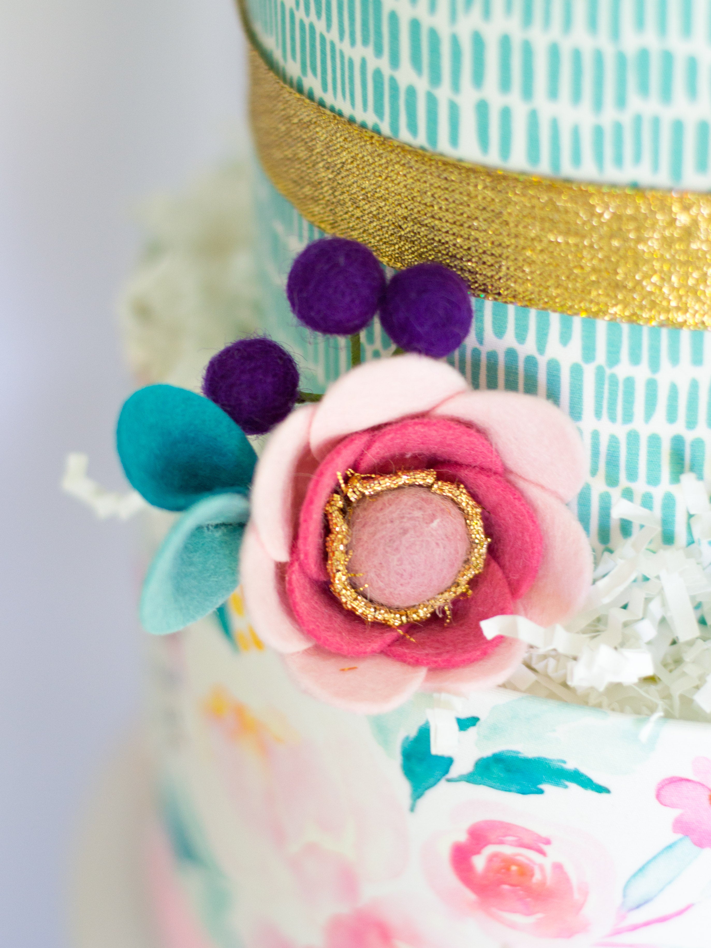 felt flower diaper cake decoration