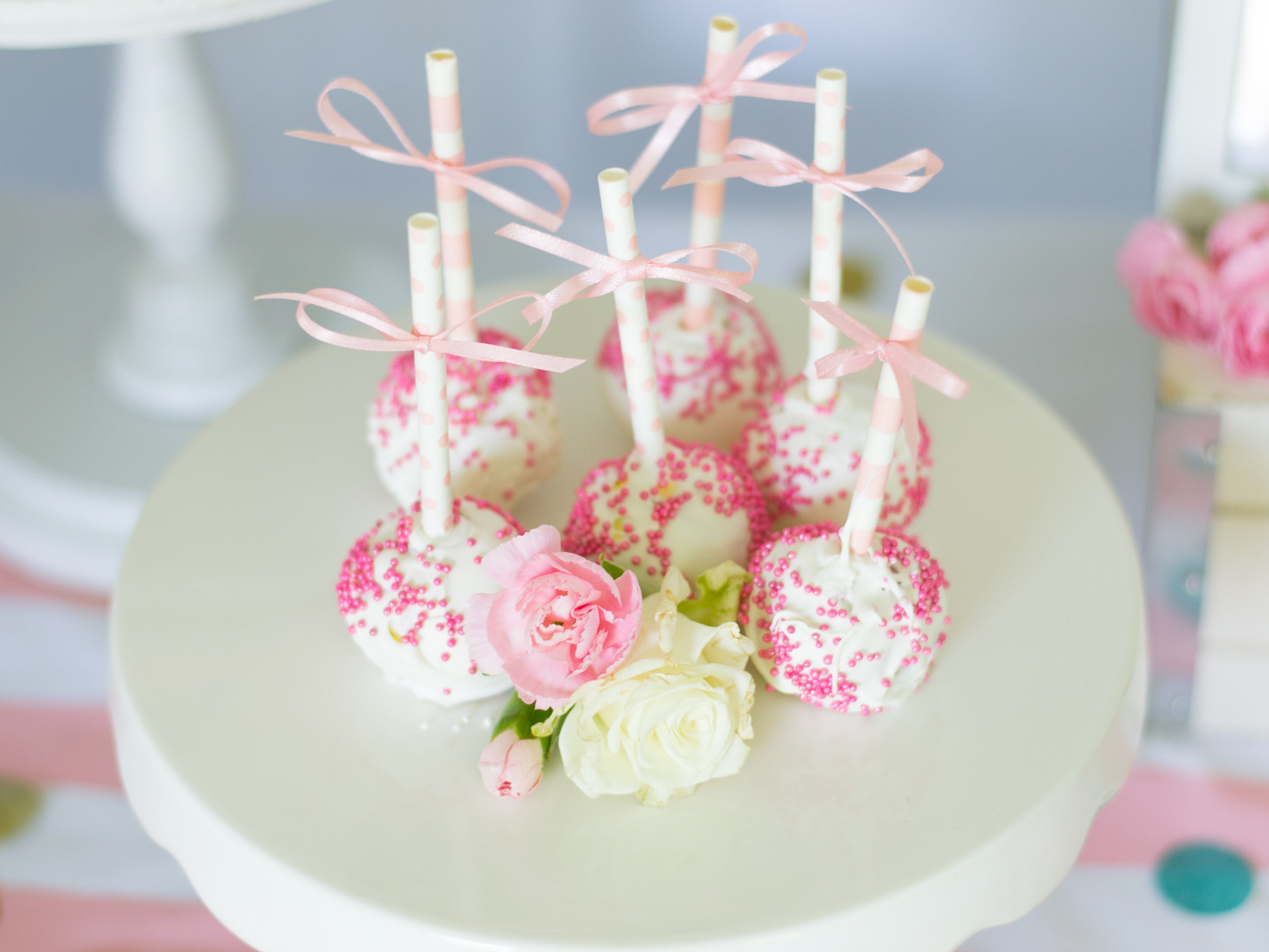 pink baby shower cake pops