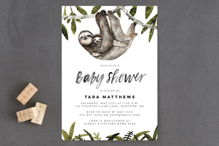 Sloth Baby Shower Invitation