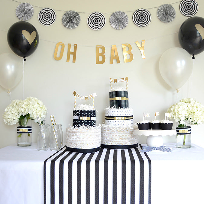 black and white baby shower