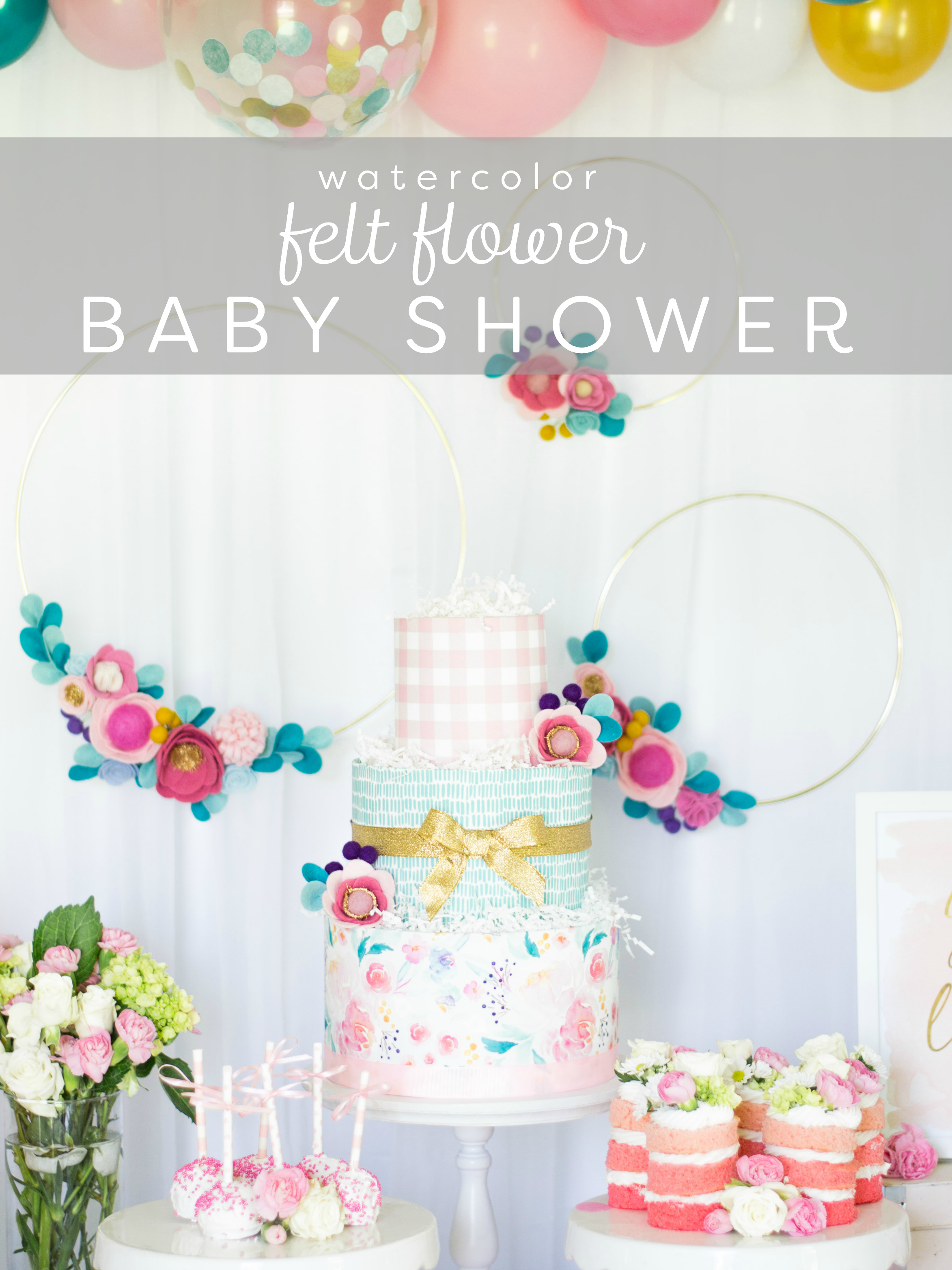 watercolor felt flower baby shower