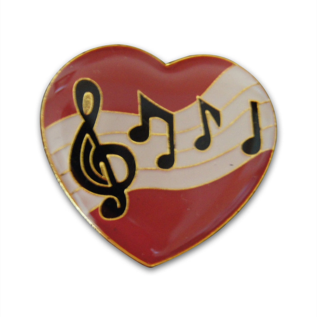Novel Merk Musician Heart Treble Clef & Notes 3-Piece Lapel or Hat Pin &  Tie Tack Set with Clutch Back