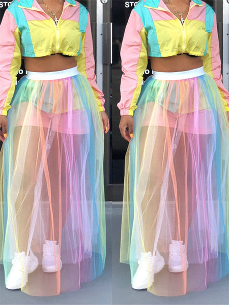 mesh rainbow skirt