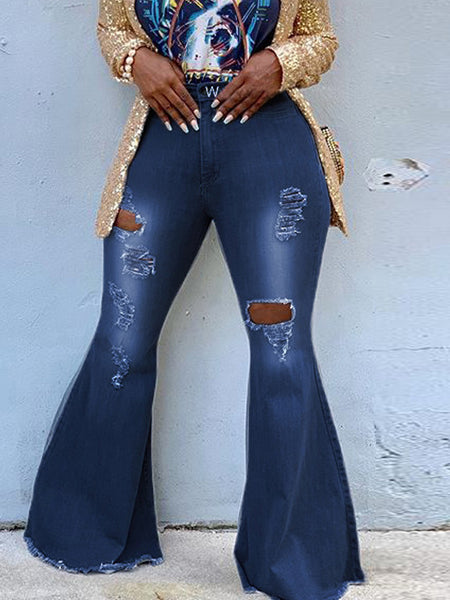 plus size distressed flare jeans