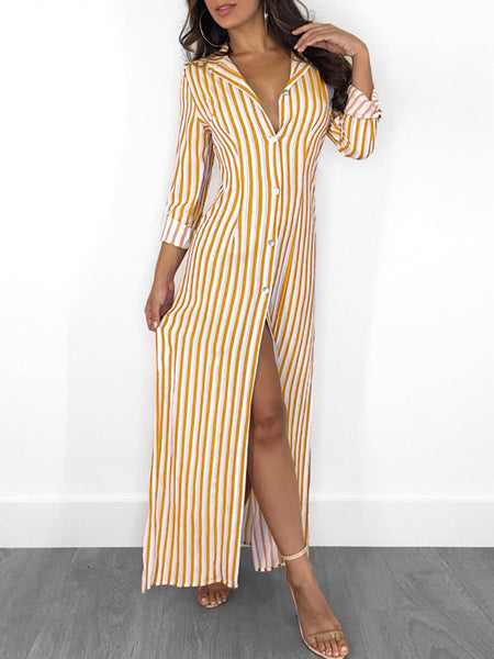 striped maxi dress long sleeve