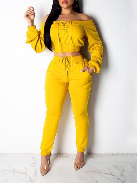 yellow two piece outfits