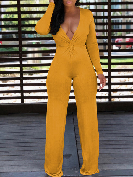 v neck long sleeve jumpsuit