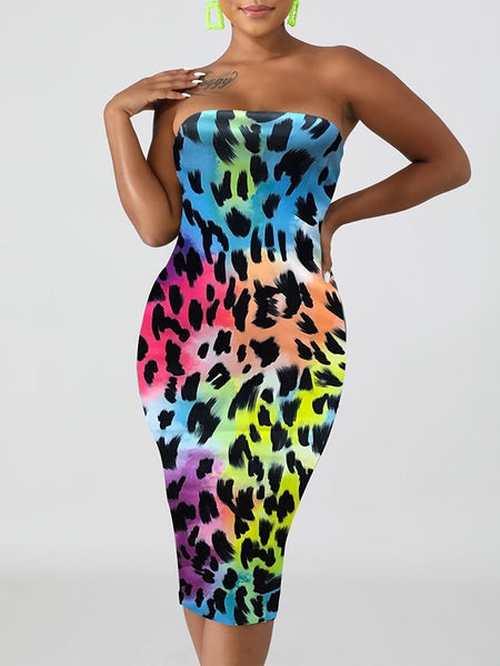 colorful leopard print dress