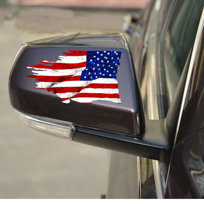 USA Tattered Flag - Side Mirror Sticker 2 Pack