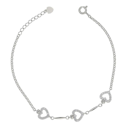 Italian Silver 925 Hearts Bracelet