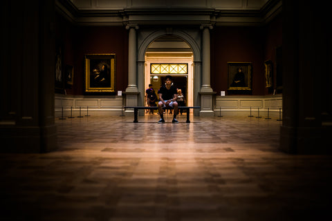 stanchions in art gallery