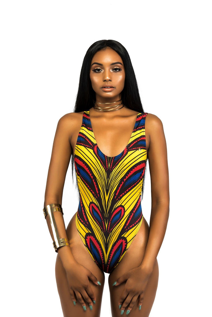 Sexy African Ankara Print One Piece Swimsuit - African Clothing from Kargozary