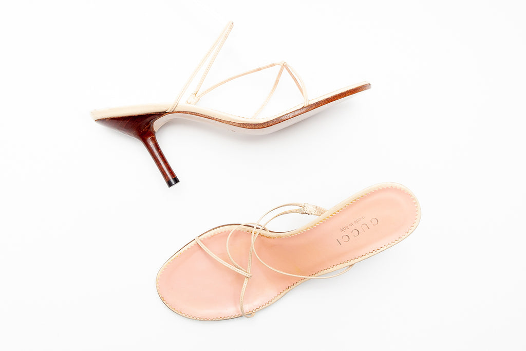 Gucci Vintage Barely There Nude Sandals 
