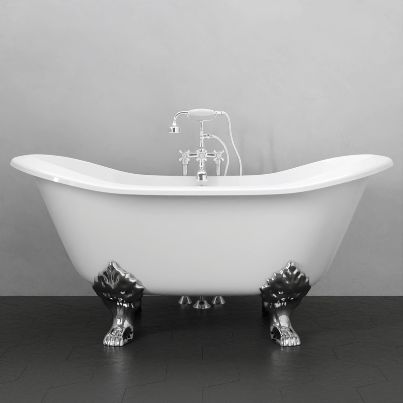 black and white clawfoot tub