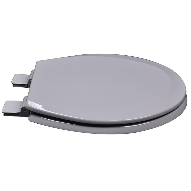 black and silver toilet seat