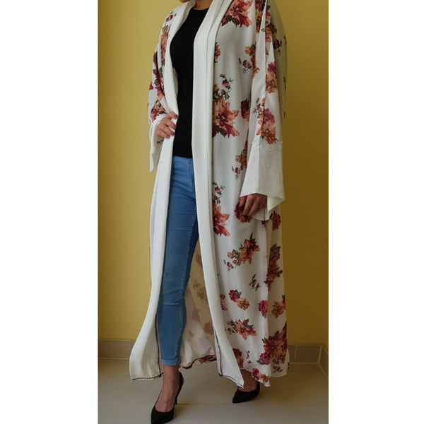 white kimono abaya