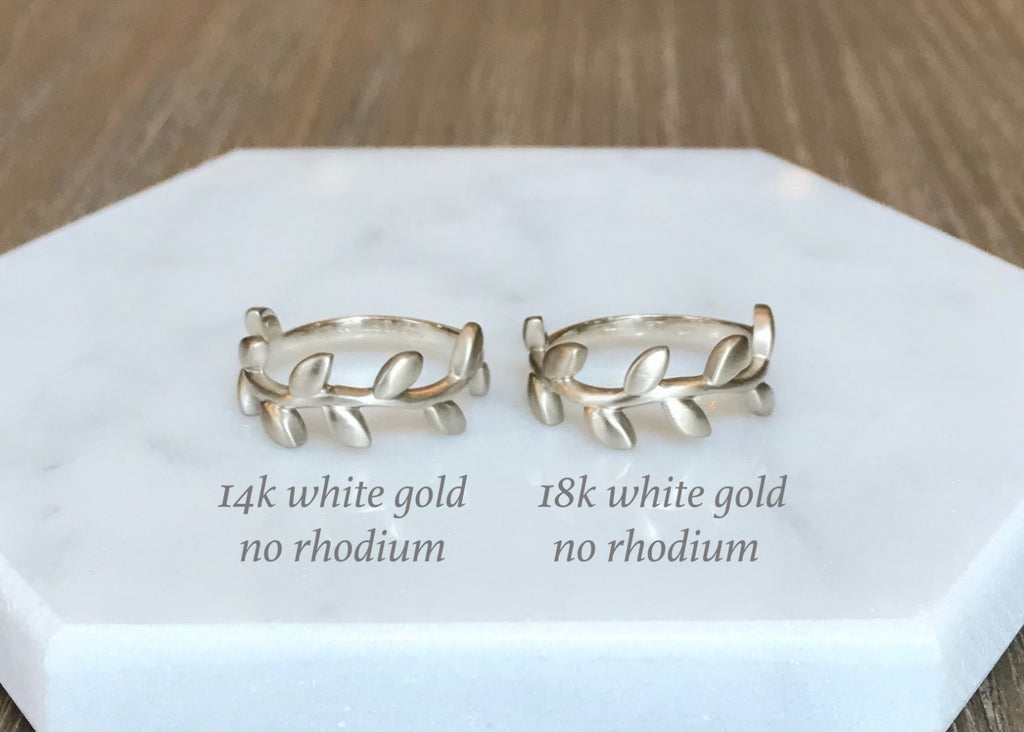 14k vs 18k white gold ring without rhodium plating