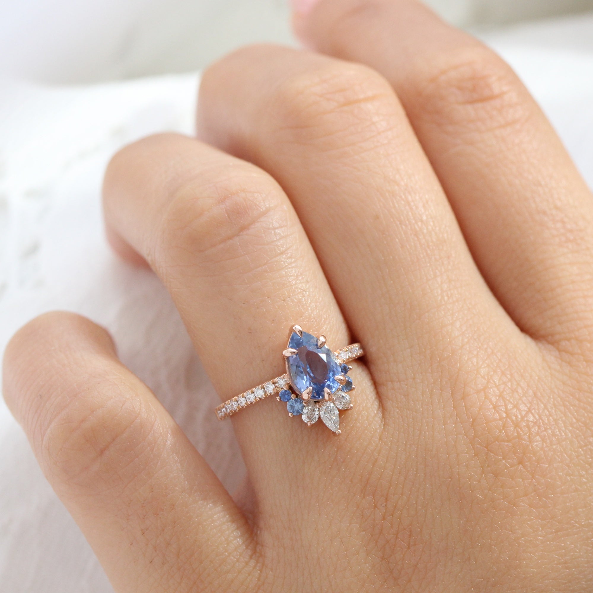 peacock sapphire rose gold ring