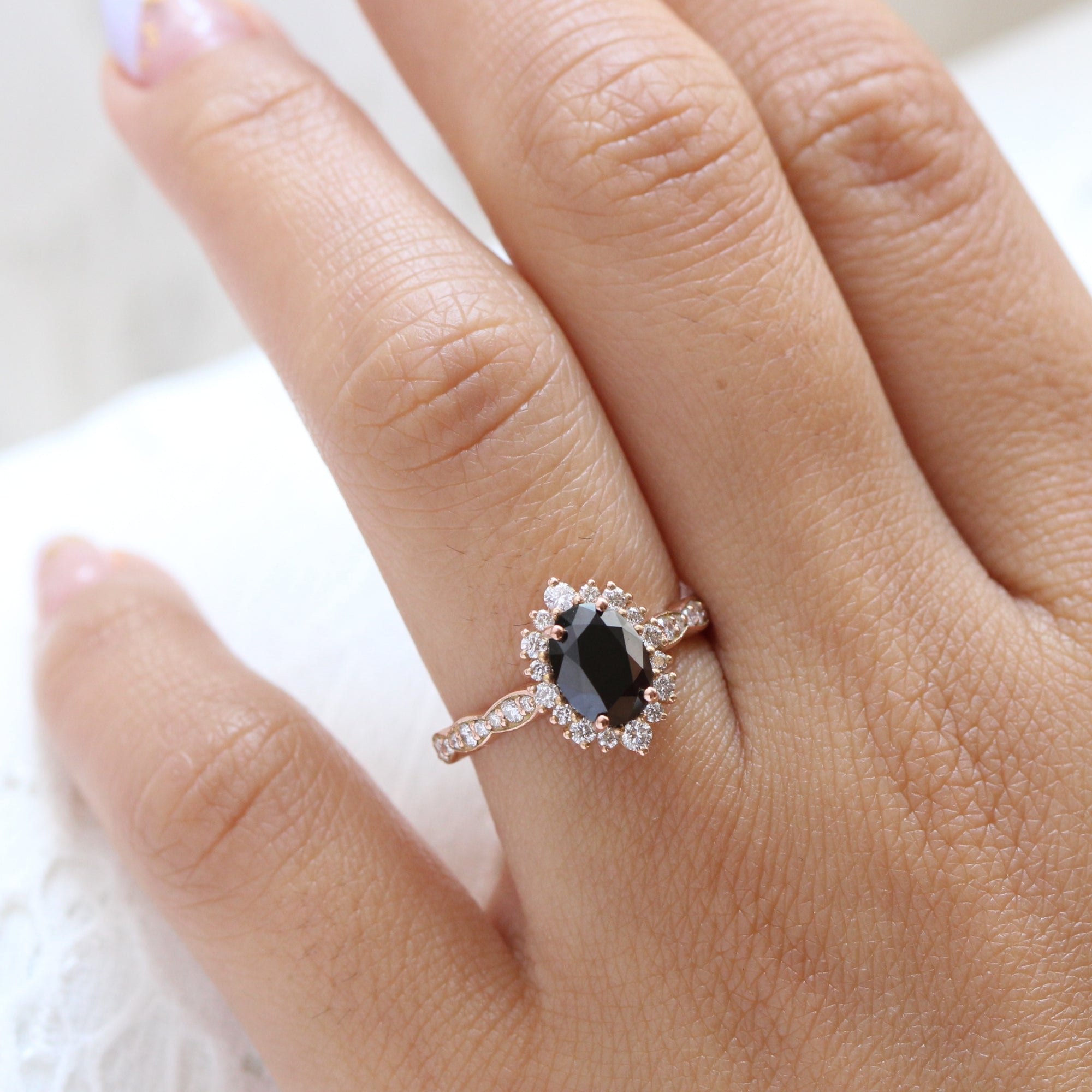 black diamond ring oval