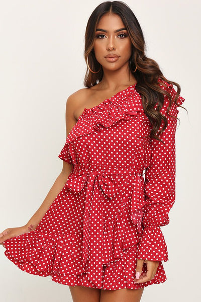 long red polka dot dress