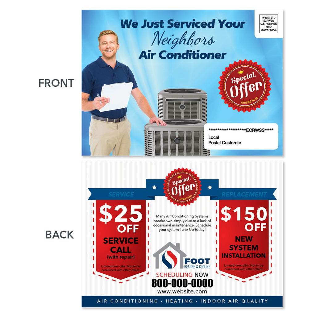 Maintenance HVAC EDDM Postcards - HVAC Marketing - FREE Shipping ...